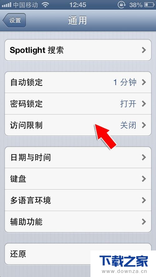 iPhone手机禁止删除应用程序的简单操作流程截图