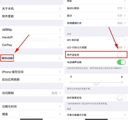 iPhone X手机开启单声道音频的详细操作步骤