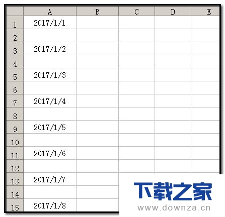 Excel2016隔行插入连续日期的详细教程截图