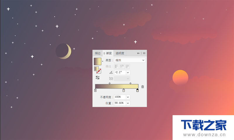 用AI打造一款沙丘日月星辰的背景插画的操作步骤截图